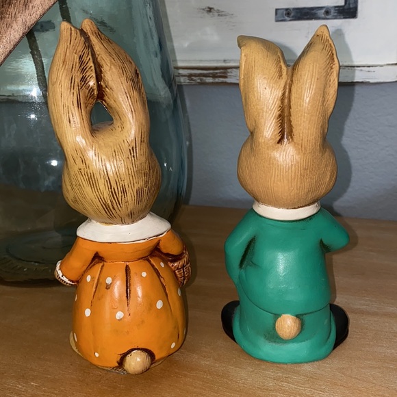 Vintage chalkware Mr & Mrs bunny rabbit figurines Easter Bunny - Picture 2 of 8
